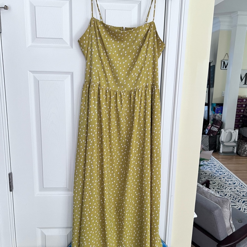 Ladies Size XL "Goodthreads" Yellow Polka Dot Dress GUC ❤️